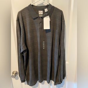 Geoffrey Beene men’s long sleeve polo shirt, polyester knit, size XL, NWT